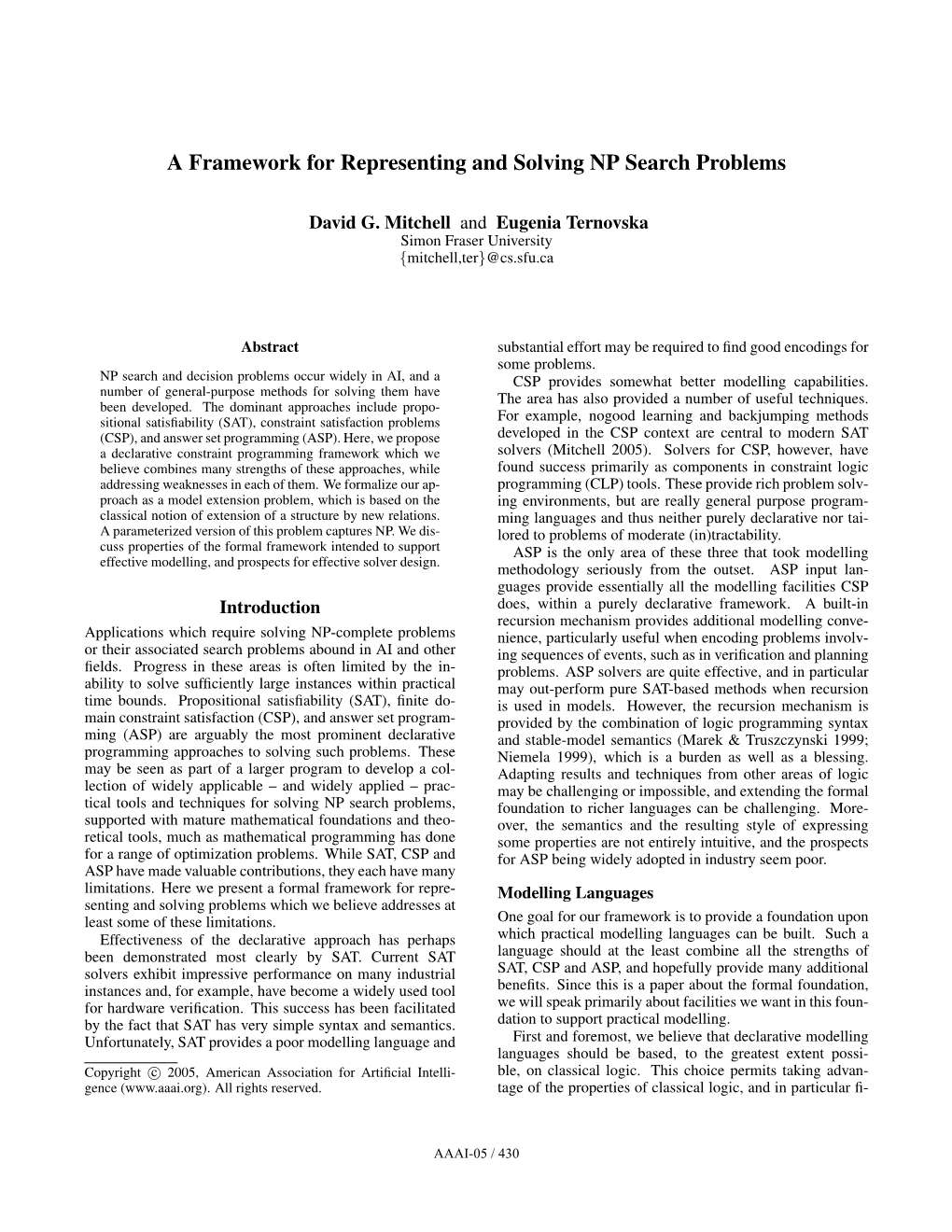 A Framework for Representing and Solving NP Search Problems