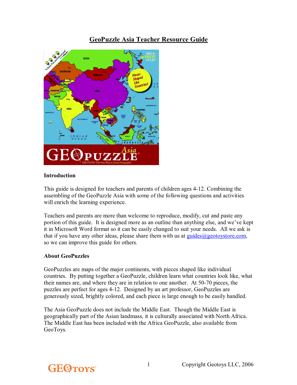 Geopuzzle Asia Teacher Resource Guide