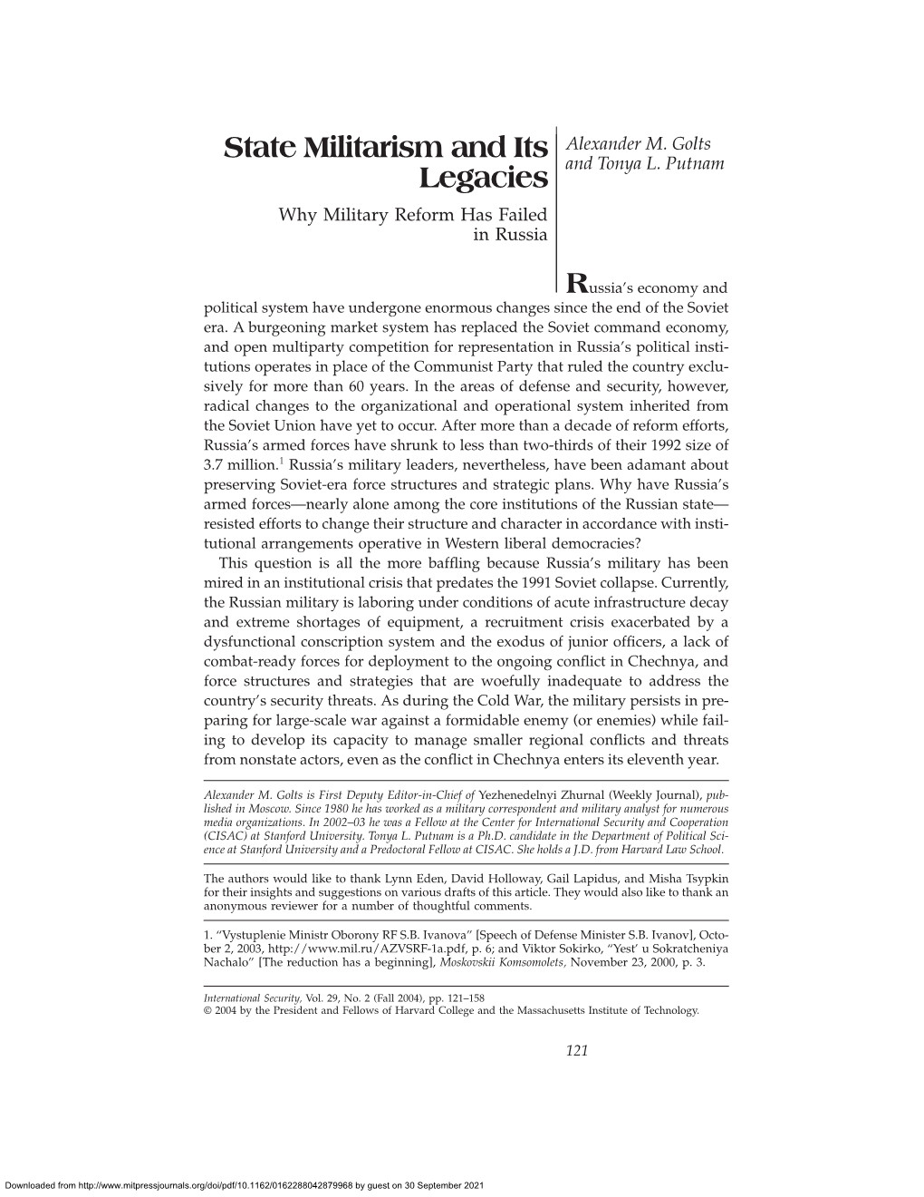 State Militarism and Its Legacies State Militarism and Its Alexander M