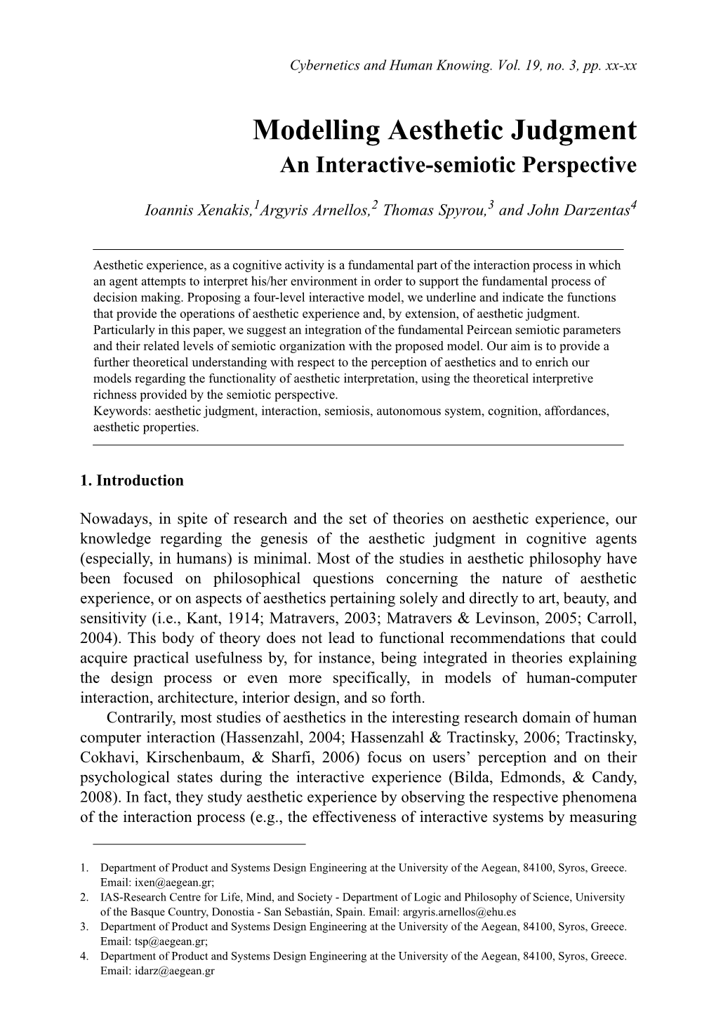 Modelling Aesthetic Judgment an Interactive-Semiotic Perspective