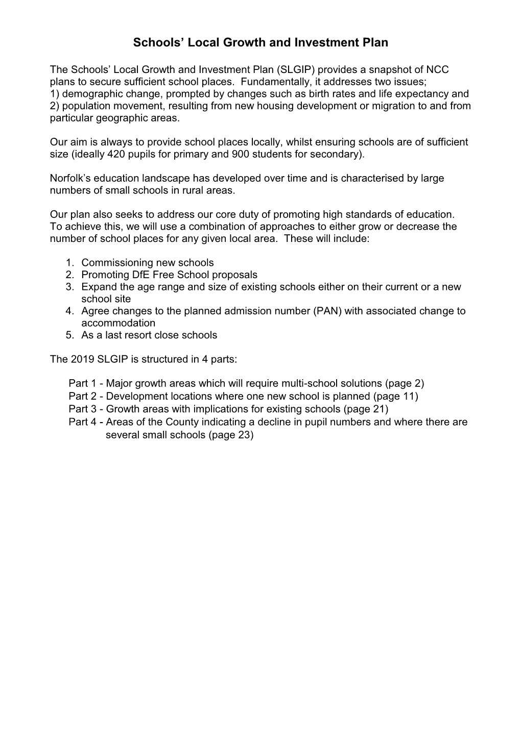 Schools' Local Growth and Investment Plan