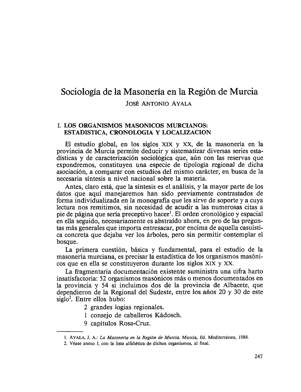 Sociología De La Masonería En La Región De Murcia José ANTONIOAYALA