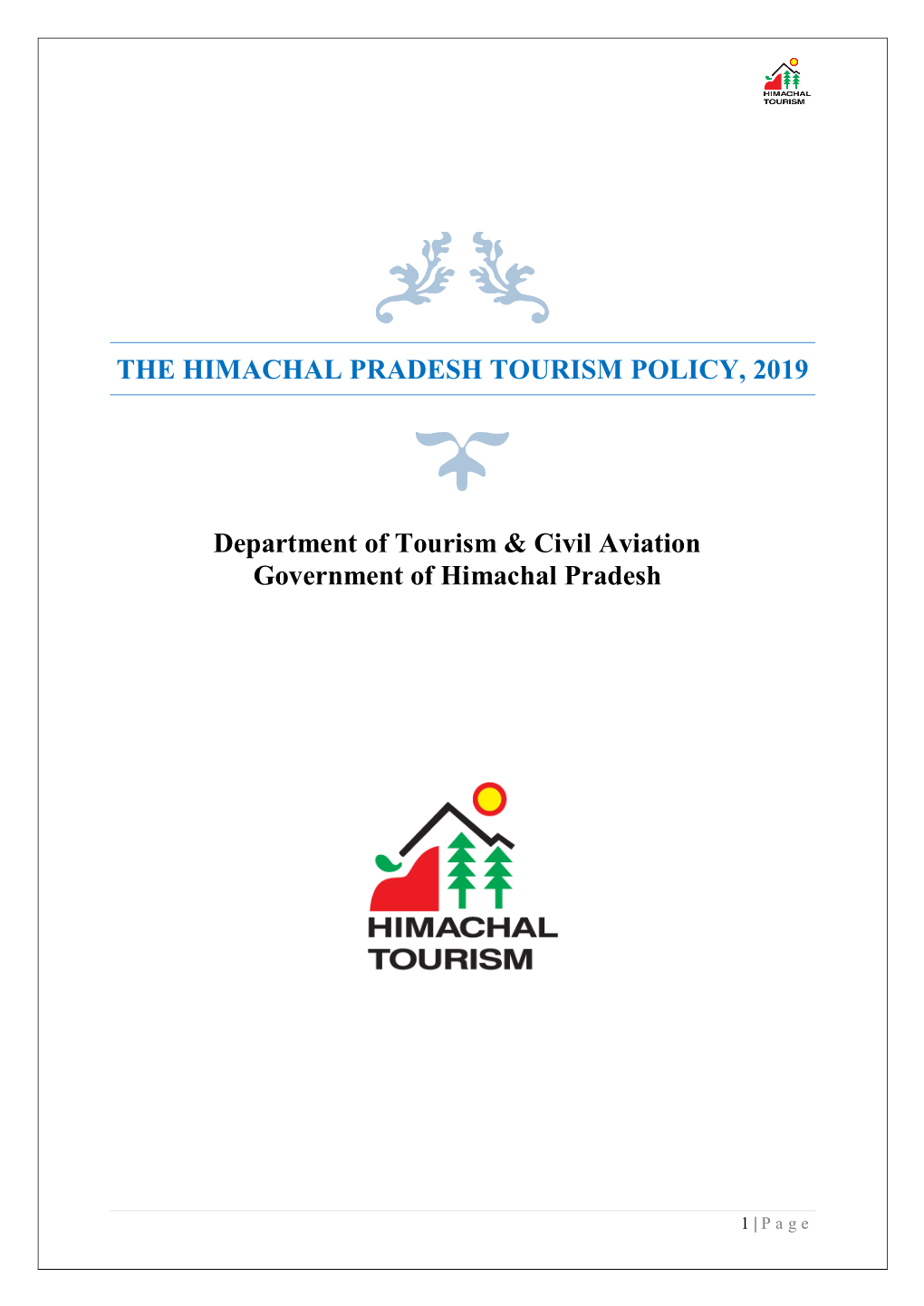 The Himachal Pradesh Tourism Policy, 2019