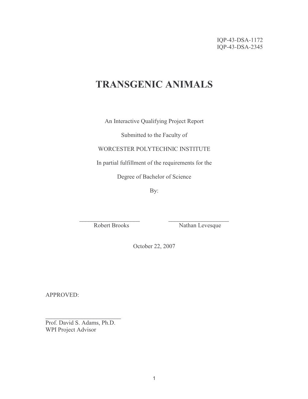 Transgenic Animals