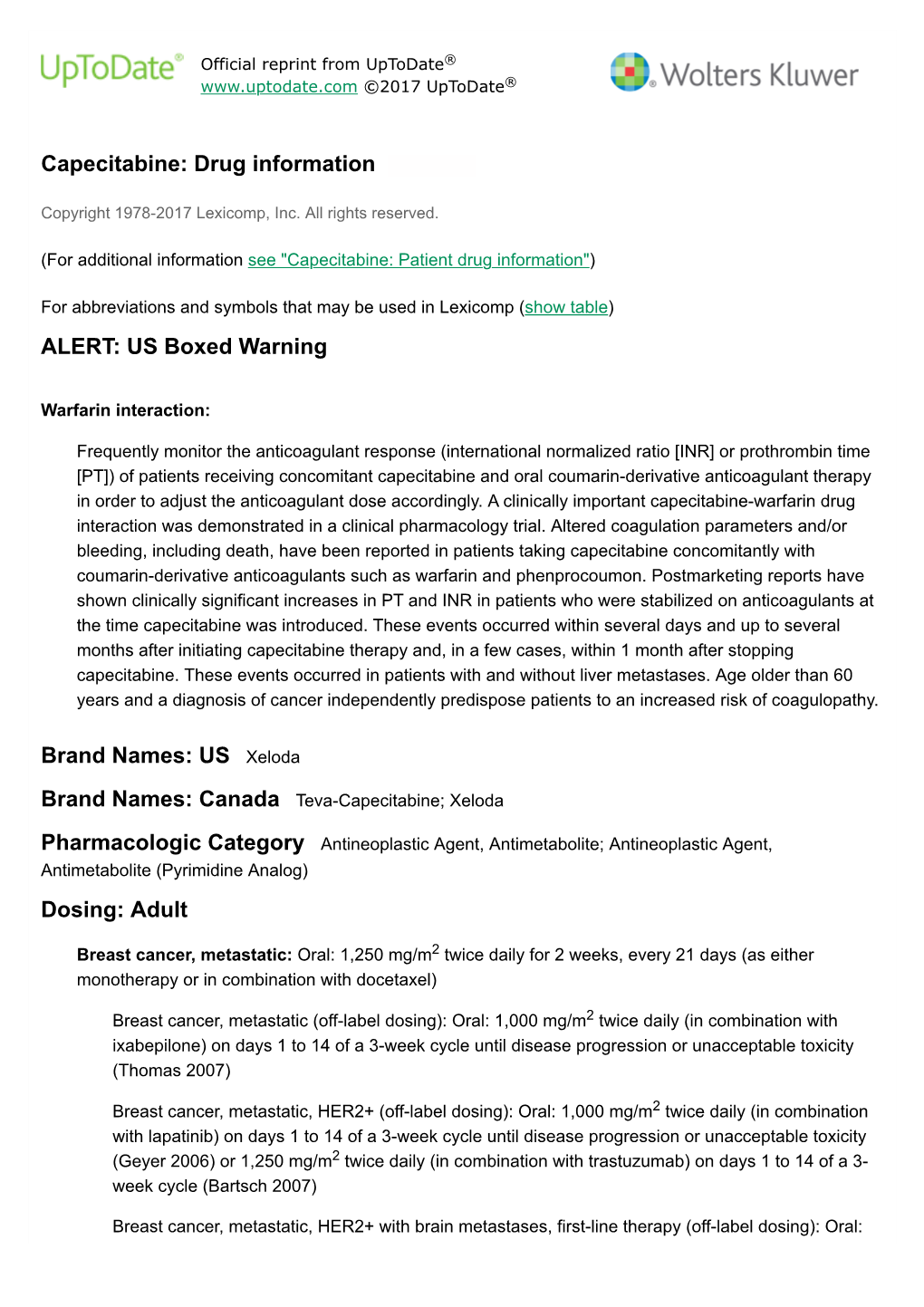 Capecitabine: Drug Information