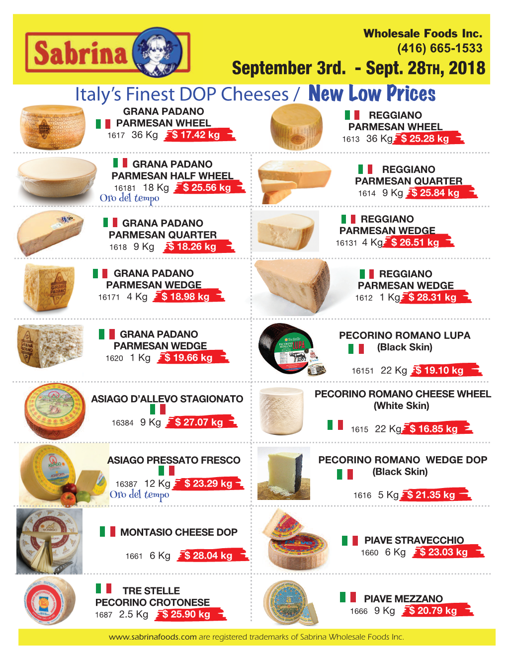 Italy's Finest DOP Cheeses / New Low Prices