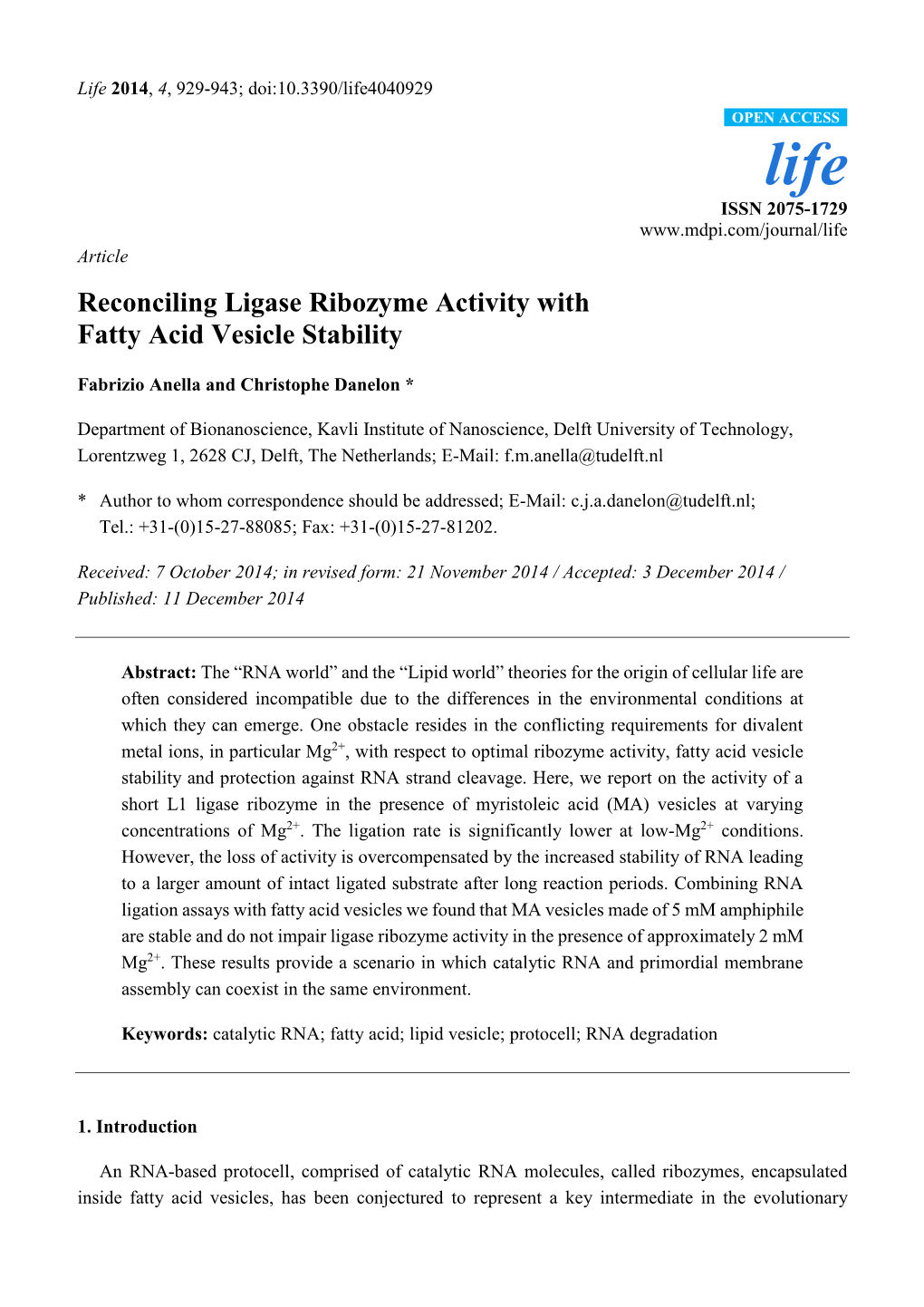 Reconciling Ligase Ribozyme Activity with Fatty Acid Vesicle Stability