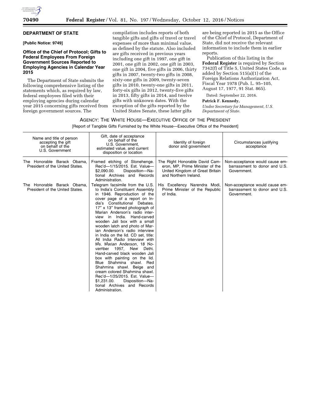 Federal Register/Vol. 81, No. 197/Wednesday, October 12, 2016