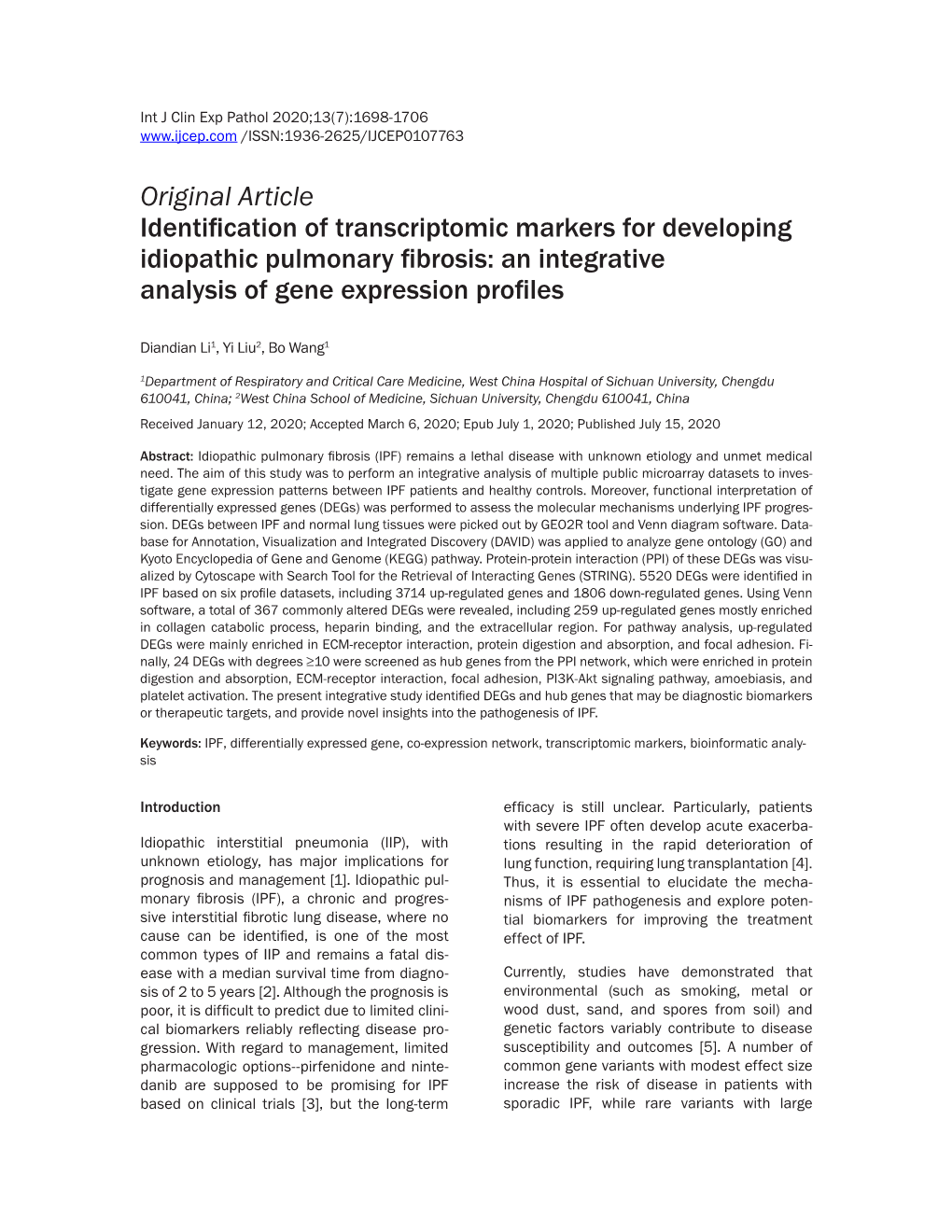 An Integrative Analysis of Gene Expression Profiles