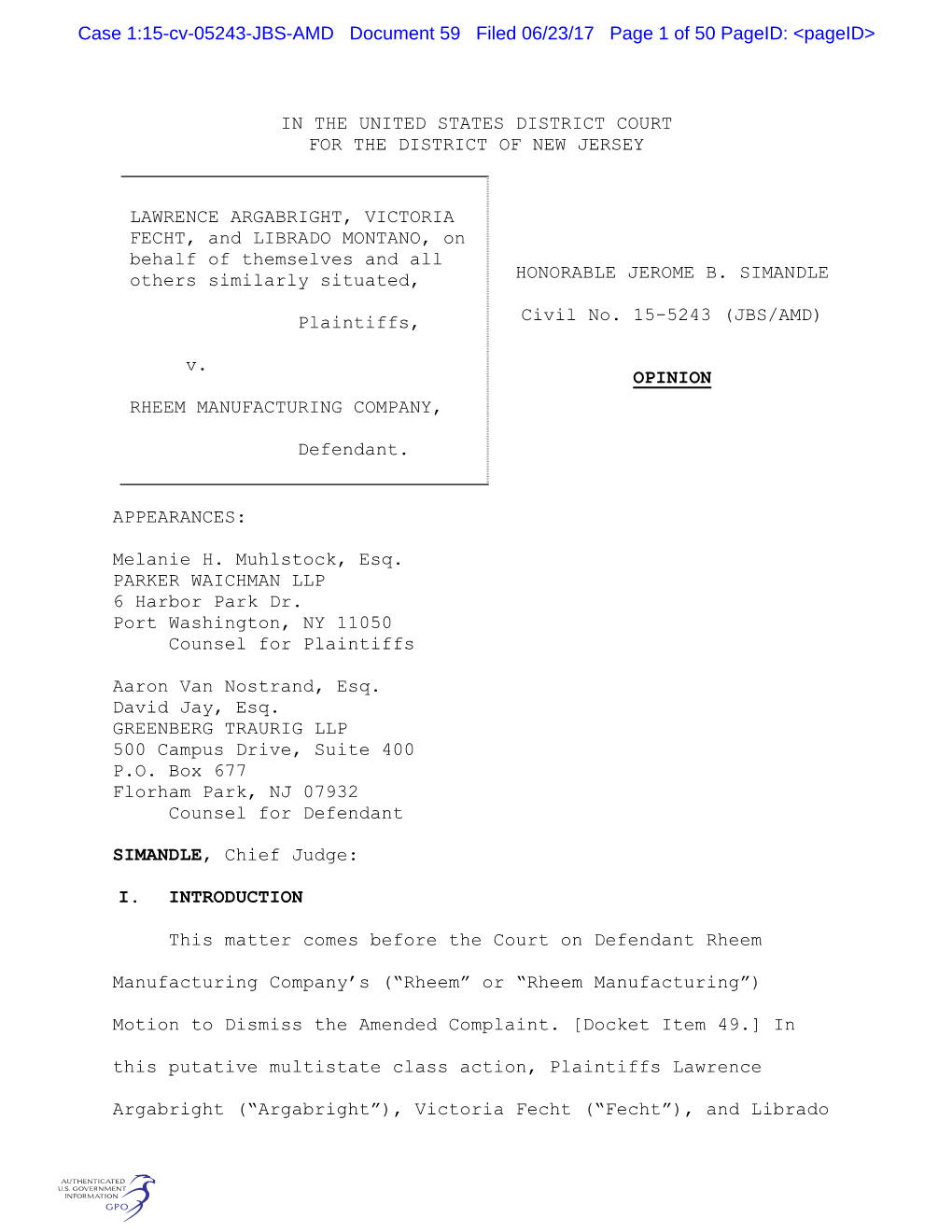 Case 1:15-Cv-05243-JBS-AMD Document 59 Filed 06/23/17 Page