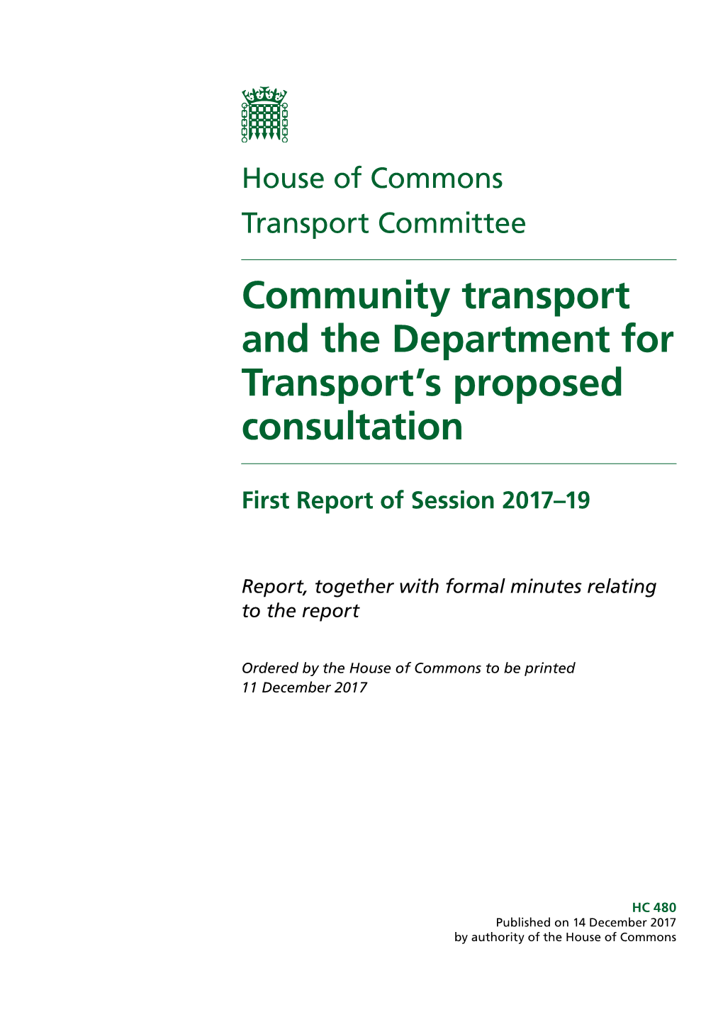 Community Transport and the Department for Transport's Proposed Consultation