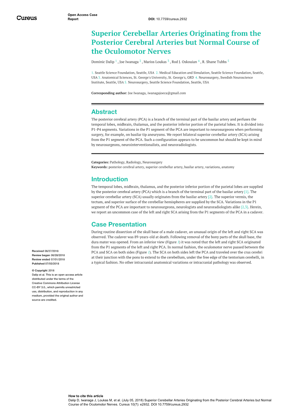 Superior Cerebellar Arteries Originating from the Posterior Cerebral Arteries but Normal Course of the Oculomotor Nerves