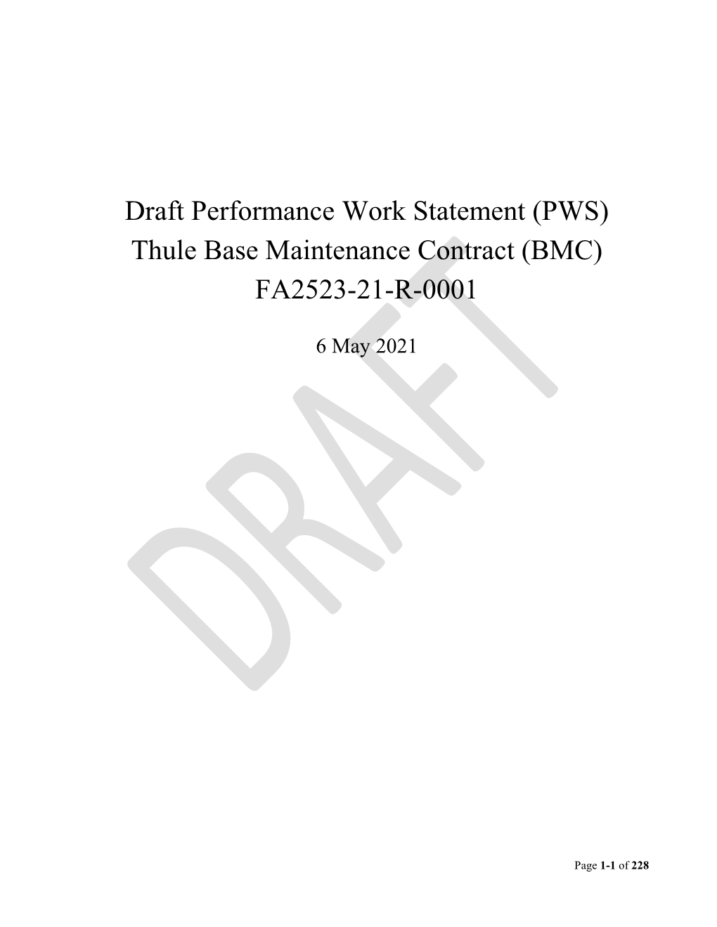 (PWS) Thule Base Maintenance Contract (BMC) FA2523-21-R-0001