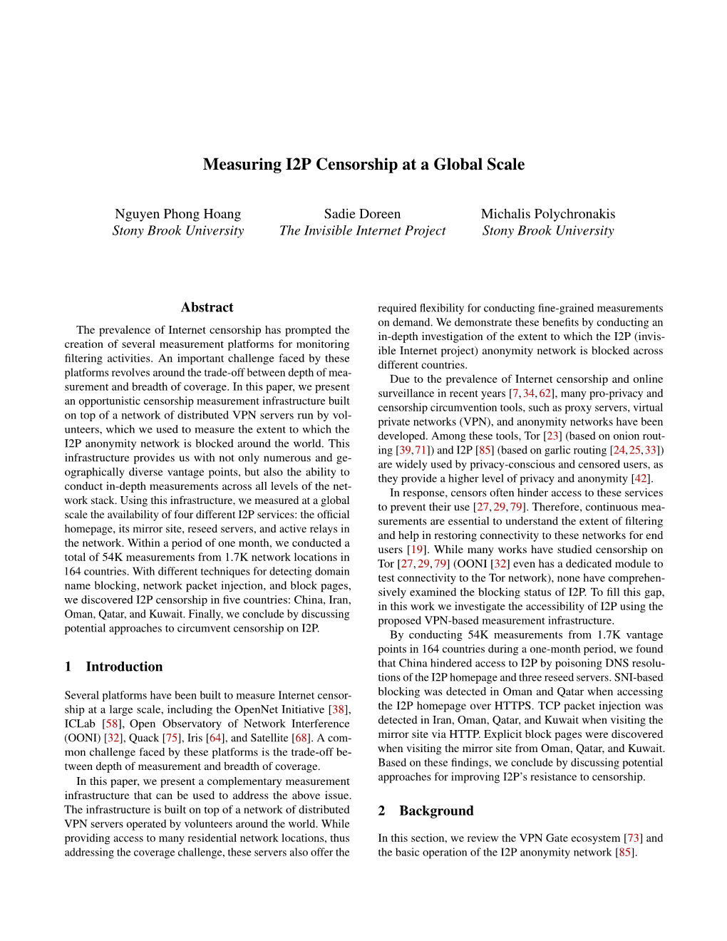 Measuring I2P Censorship at a Global Scale