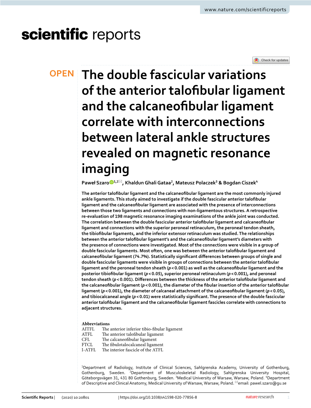 The Double Fascicular Variations of the Anterior Talofibular Ligament and The