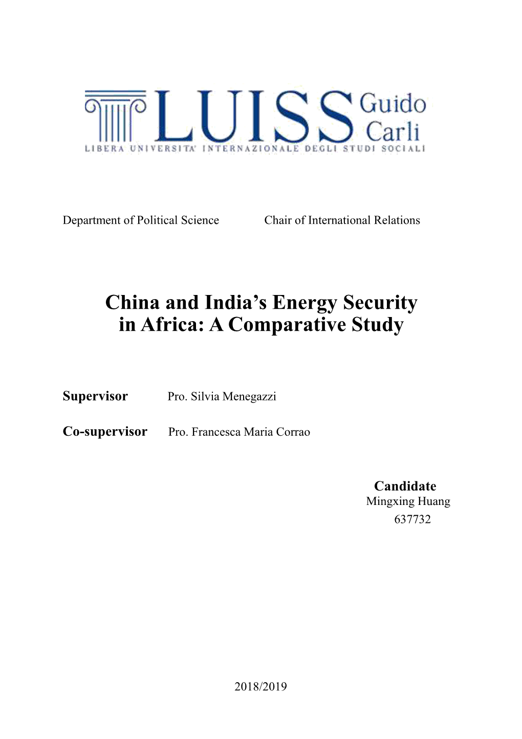 China and India's Energy Security in Africa: a Comparative Study
