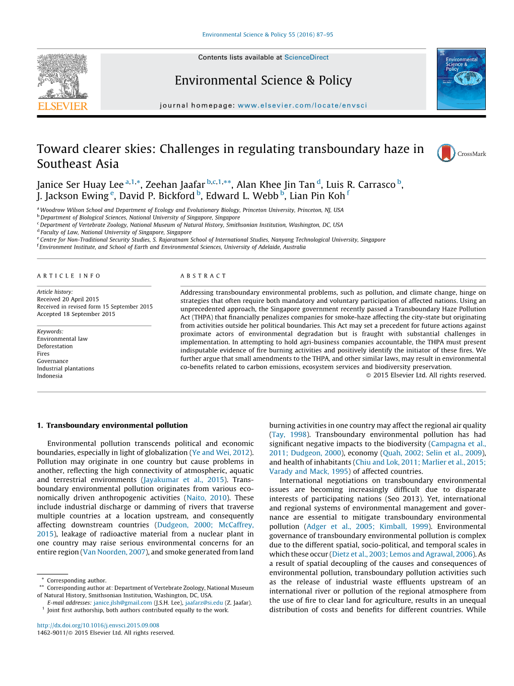 Challenges in Regulating Transboundary Haze in Southeast Asia