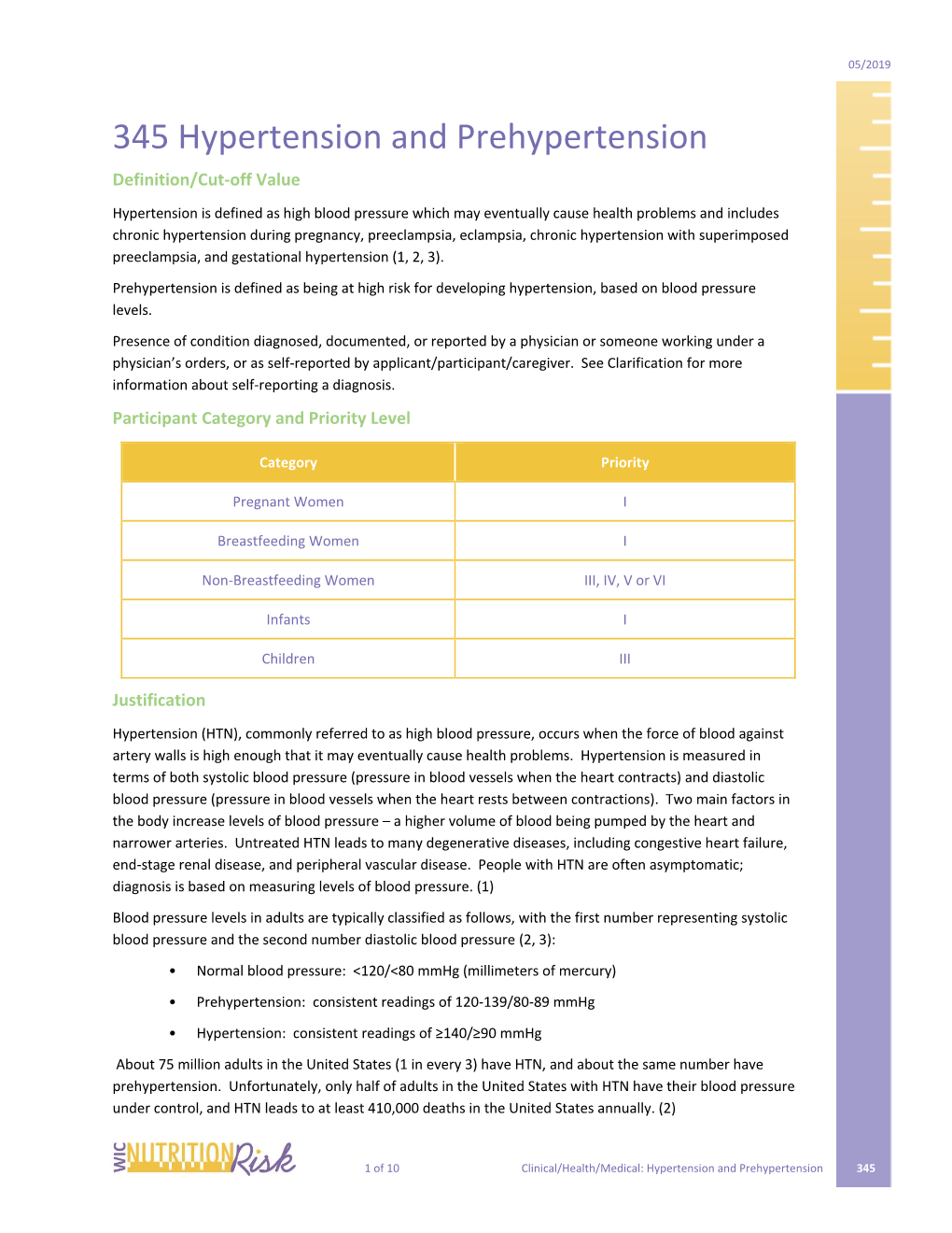 Hypertension and Prehypertension Definition/Cut-Off Value