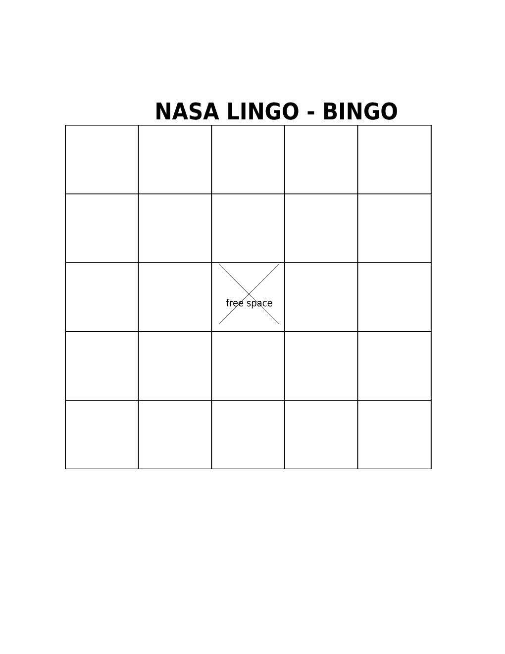 Nasa Lingo - Bingo