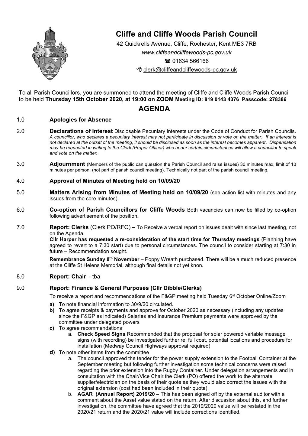 Cliffe and Cliffe Woods Parish Council