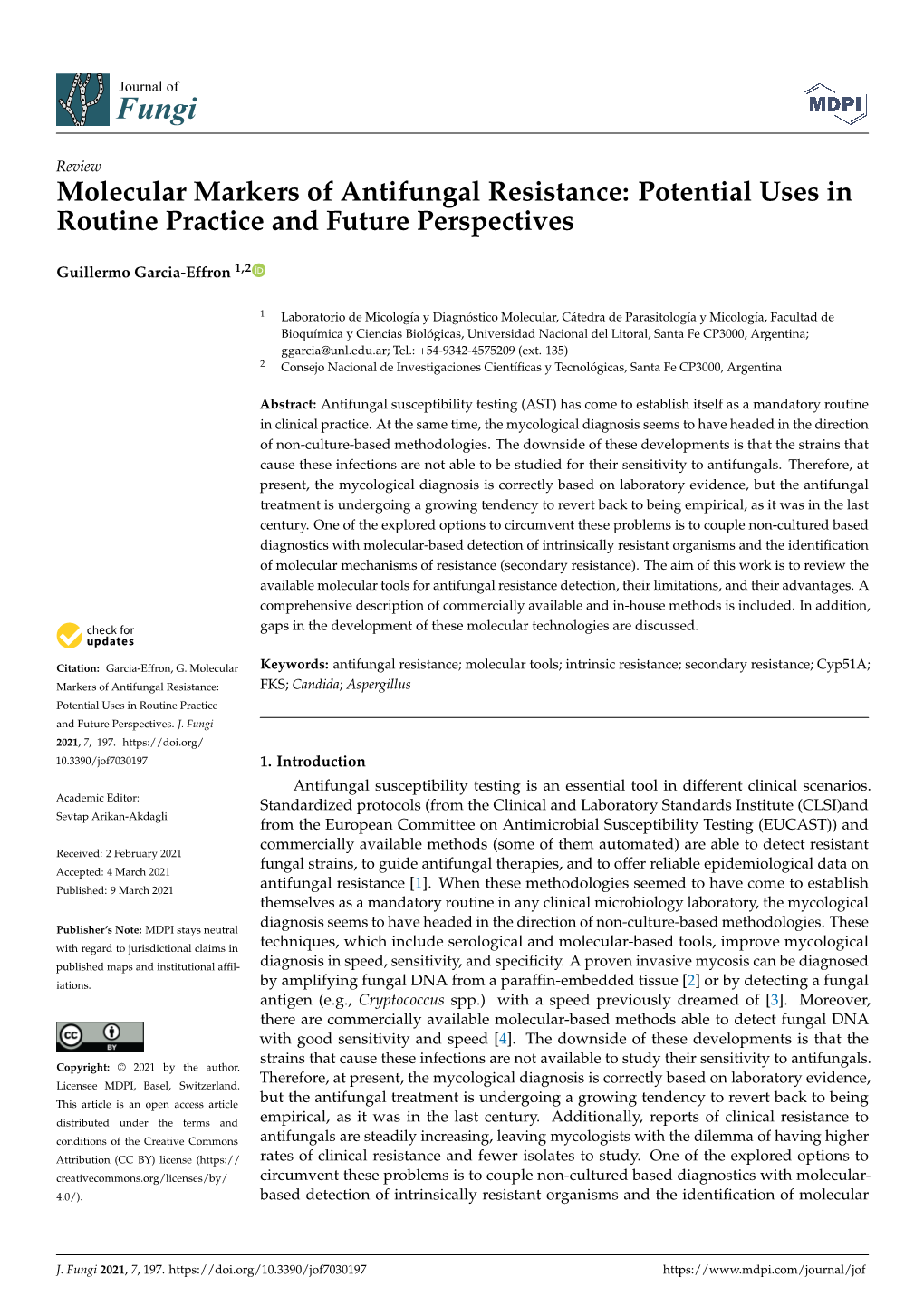 Molecular Markers of Antifungal Resistance: Potential Uses in Routine Practice and Future Perspectives