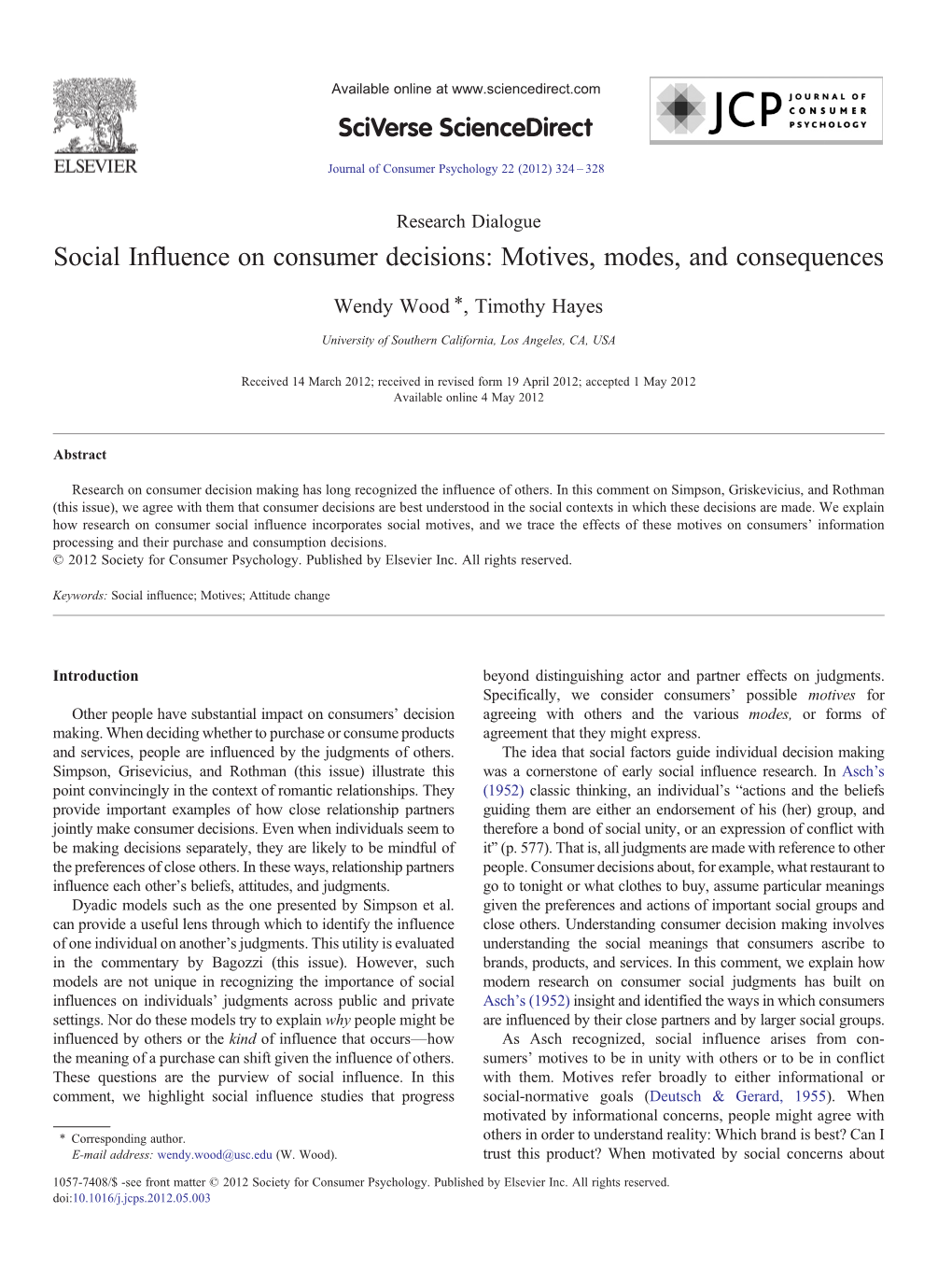 Social Influence on Consumer Decisions