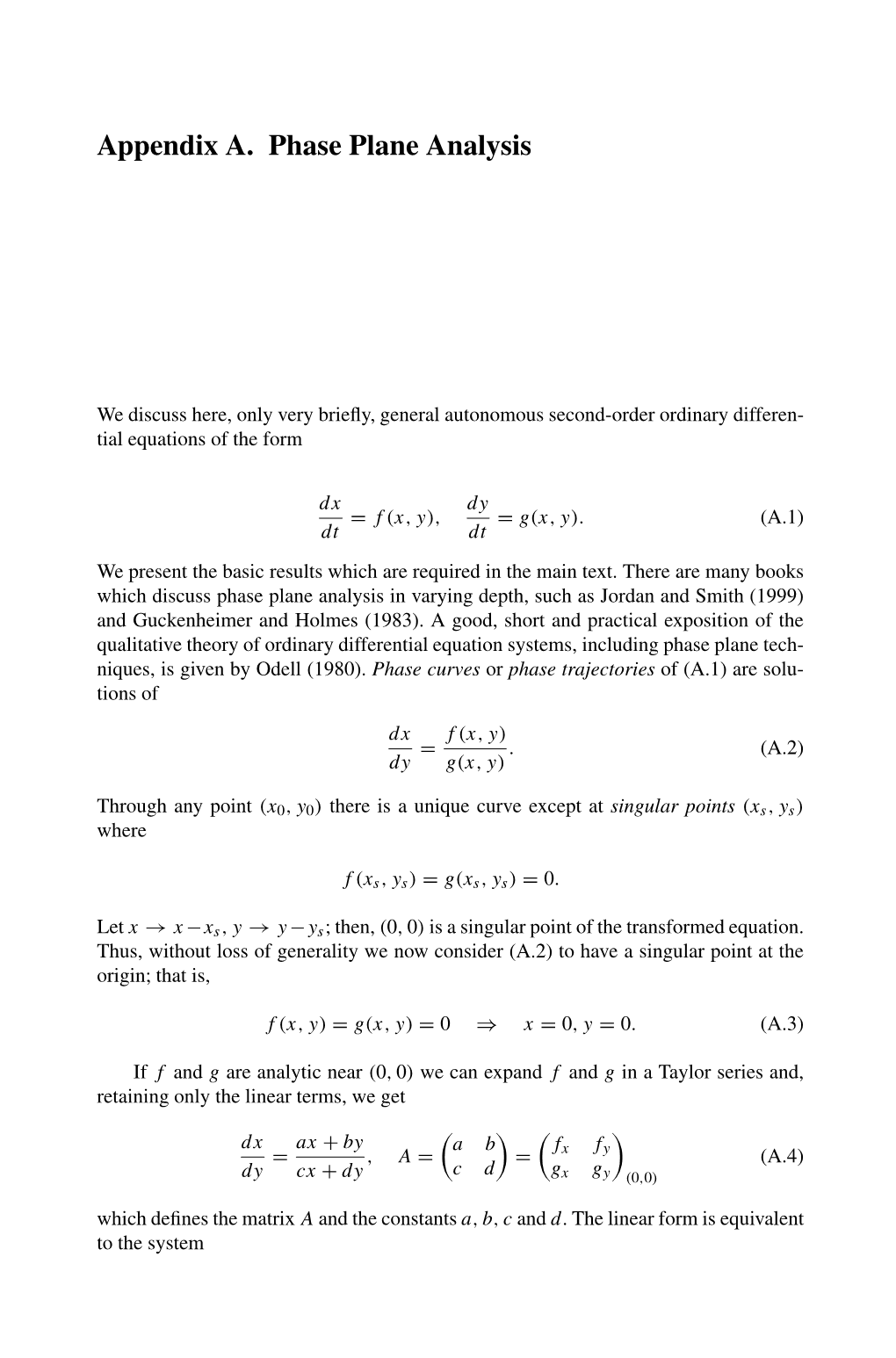 Appendix A. Phase Plane Analysis