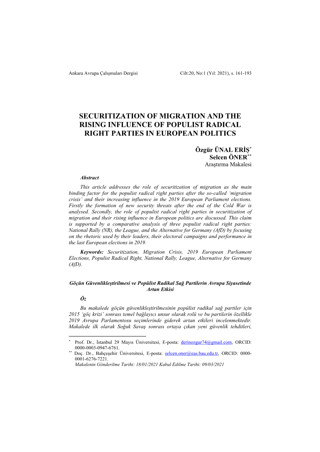 Securitization of Migration and the Rising Influence of Populist Radical Right Parties in European Politics