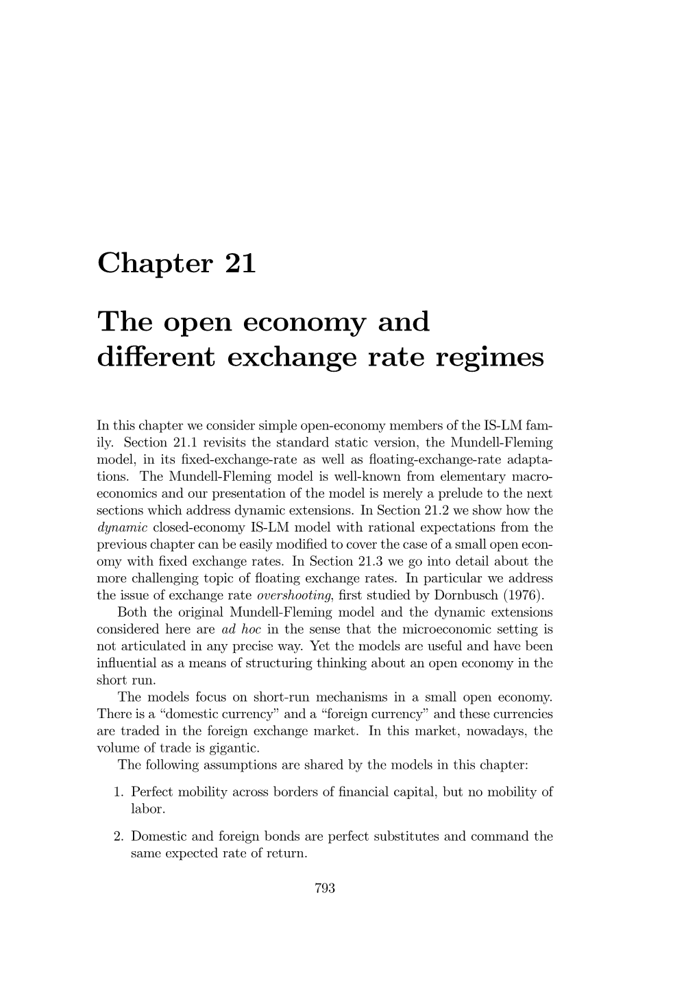 Chapter 21 the Open Economy and Different Exchange Rate Regimes