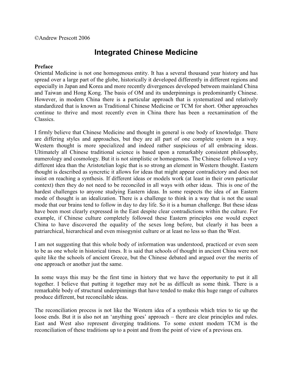 Integrated Chinese Medicine