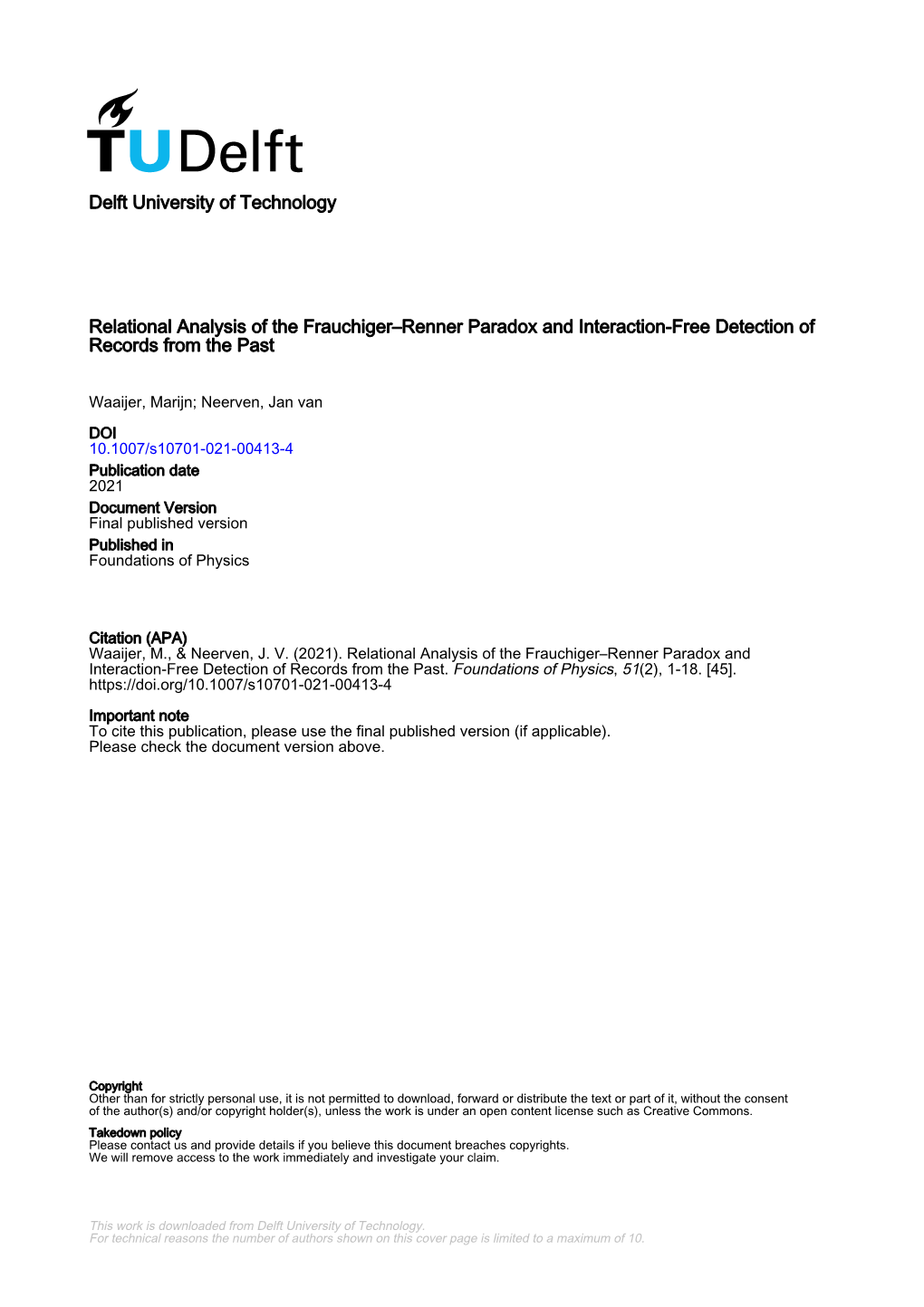 Relational Analysis of the Frauchiger–Renner Paradox and Interaction-Free Detection of Records from the Past