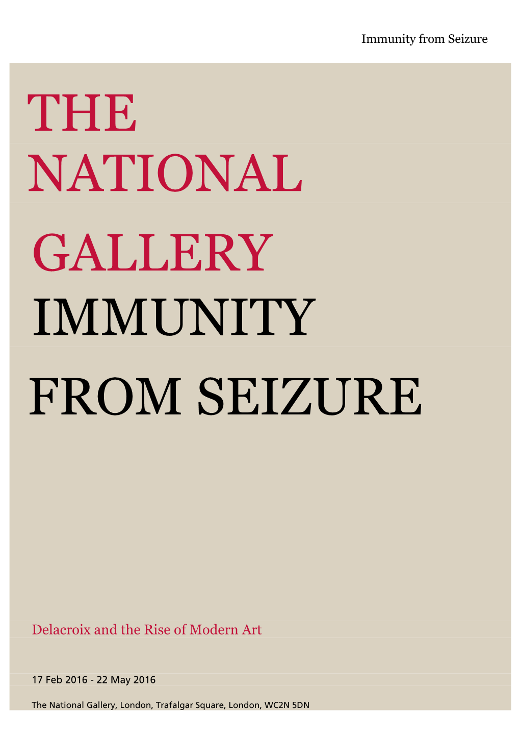 The National Gallery Immunity from Seizure