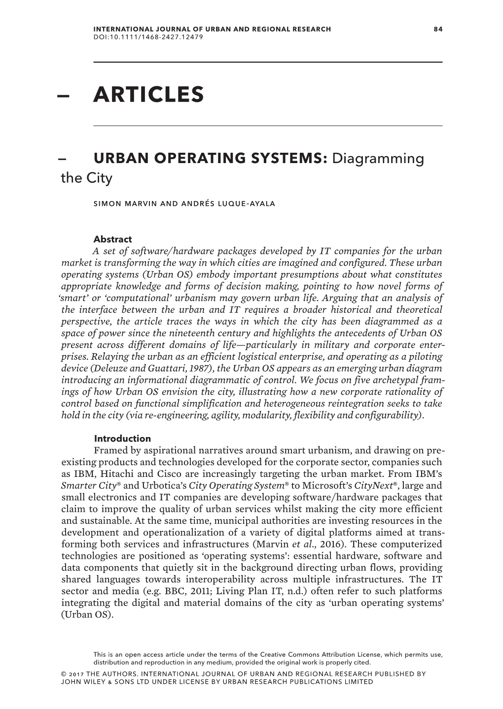 Urban Operating Systems: Diagramming the City