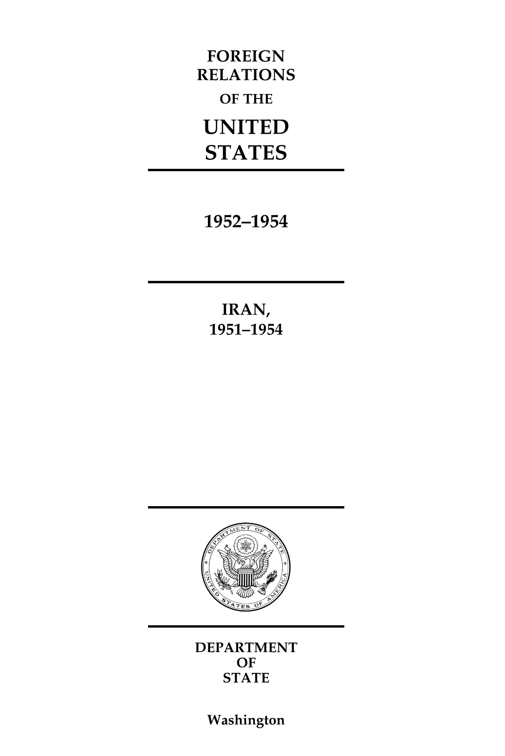 Foreign Relations of the United States 1952–1954, Iran, 1951–1954
