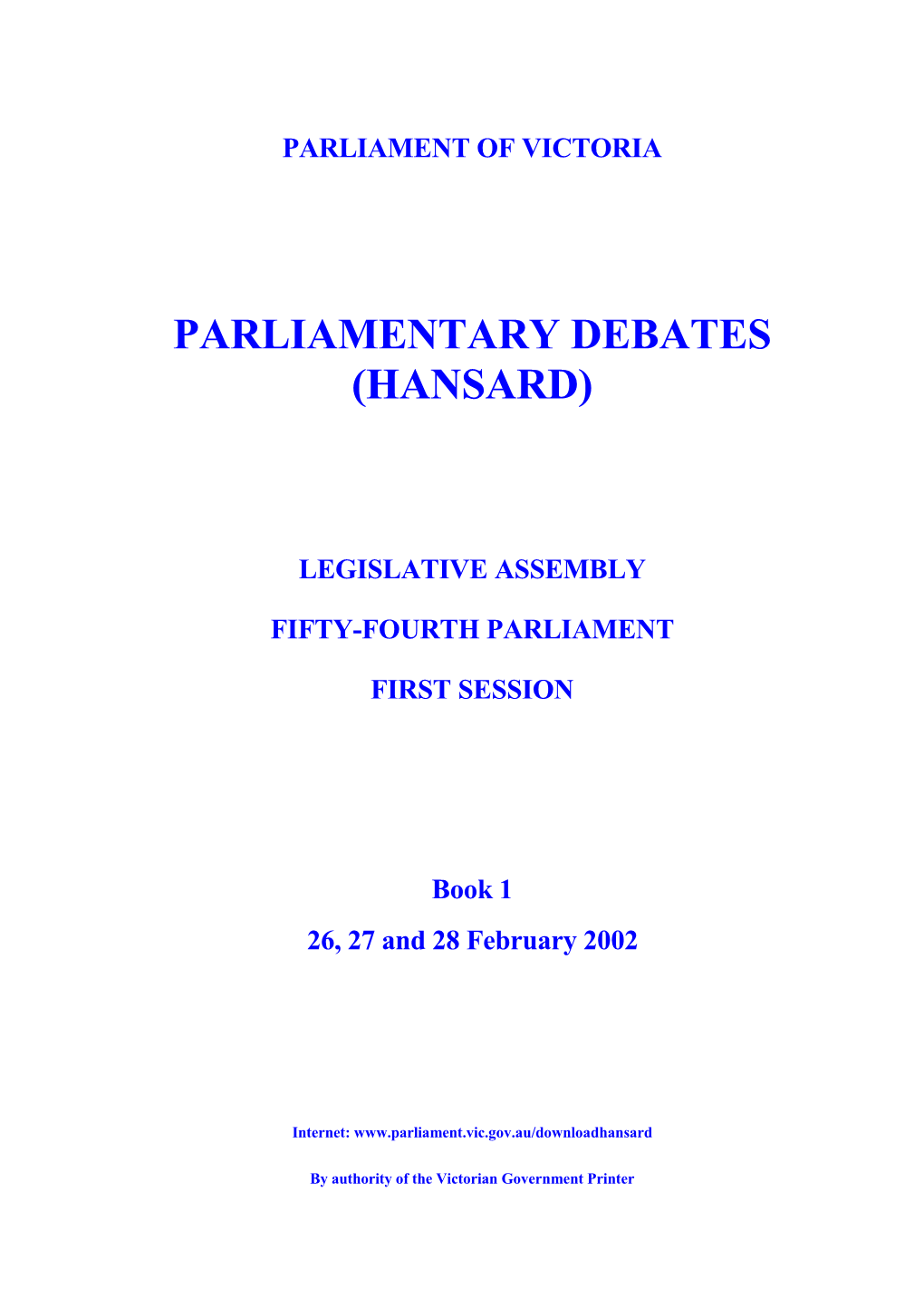 Book 1 26, 27 and 28 February 2002