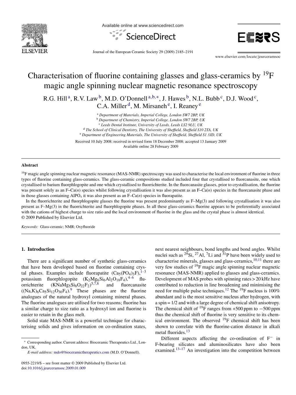 Characterisation of Fluorine Containing Glasses and Glass-Ceramics
