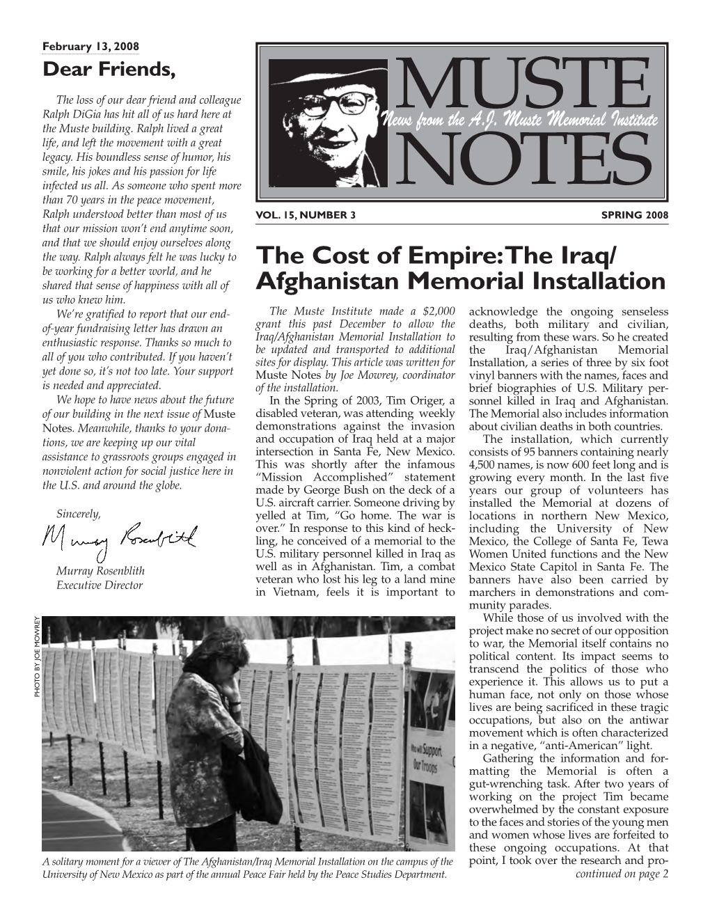 The Cost of Empire:The Iraq/ Afghanistan Memorial Installation