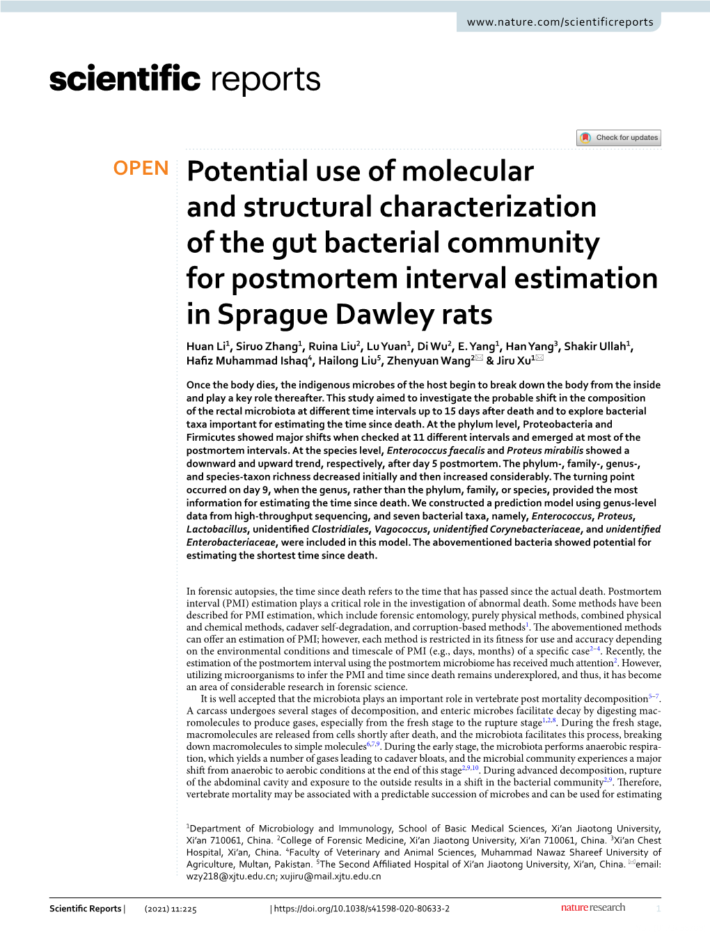 Potential Use of Molecular and Structural Characterization of the Gut