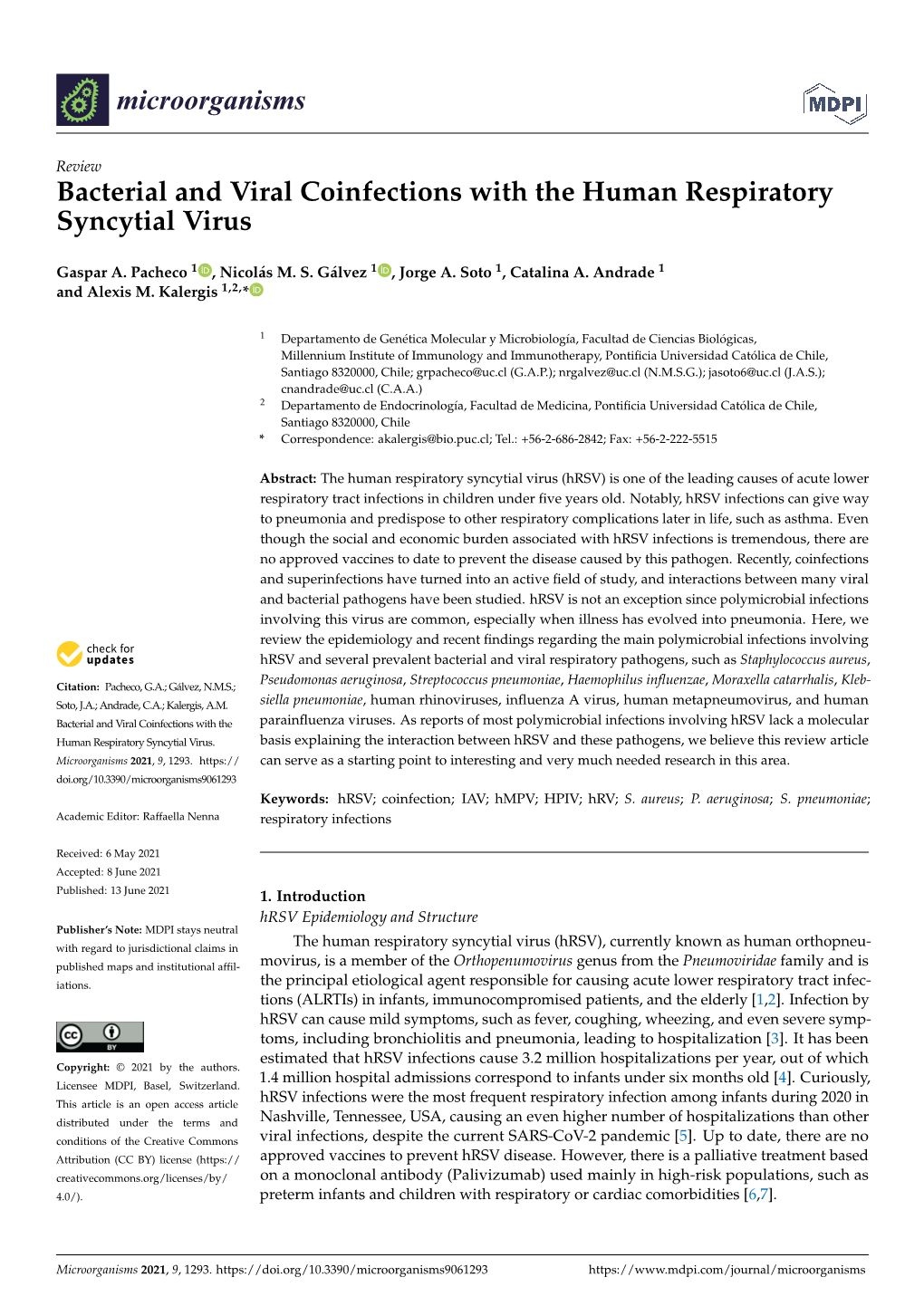 Bacterial and Viral Coinfections with the Human Respiratory Syncytial Virus