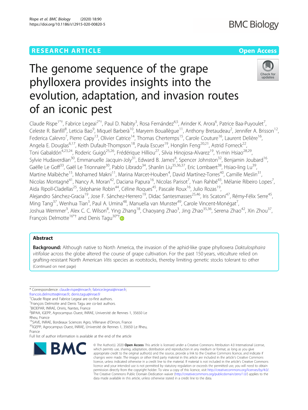 The Genome Sequence of the Grape Phylloxera