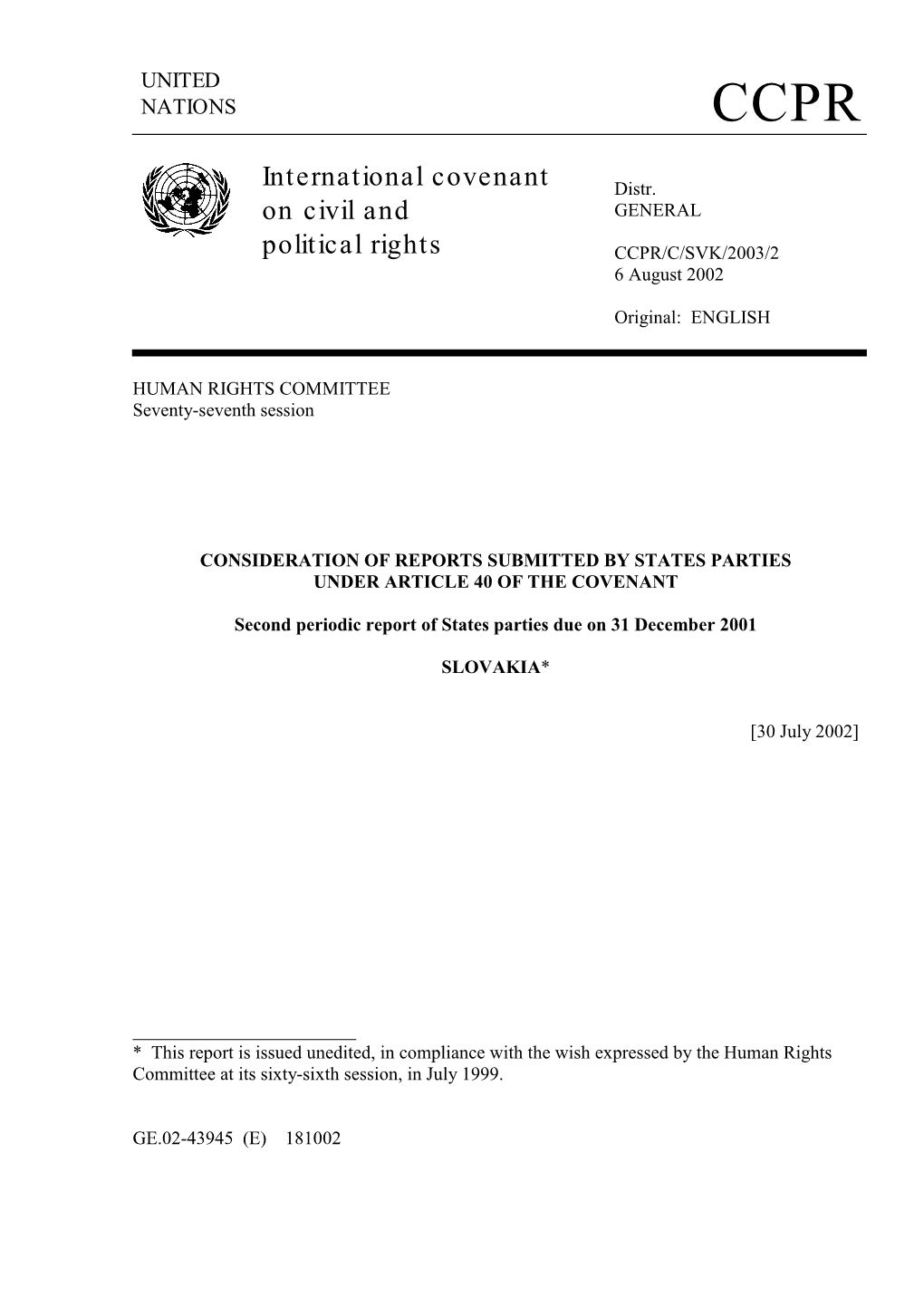 International Covenant on Civil and Political Rights