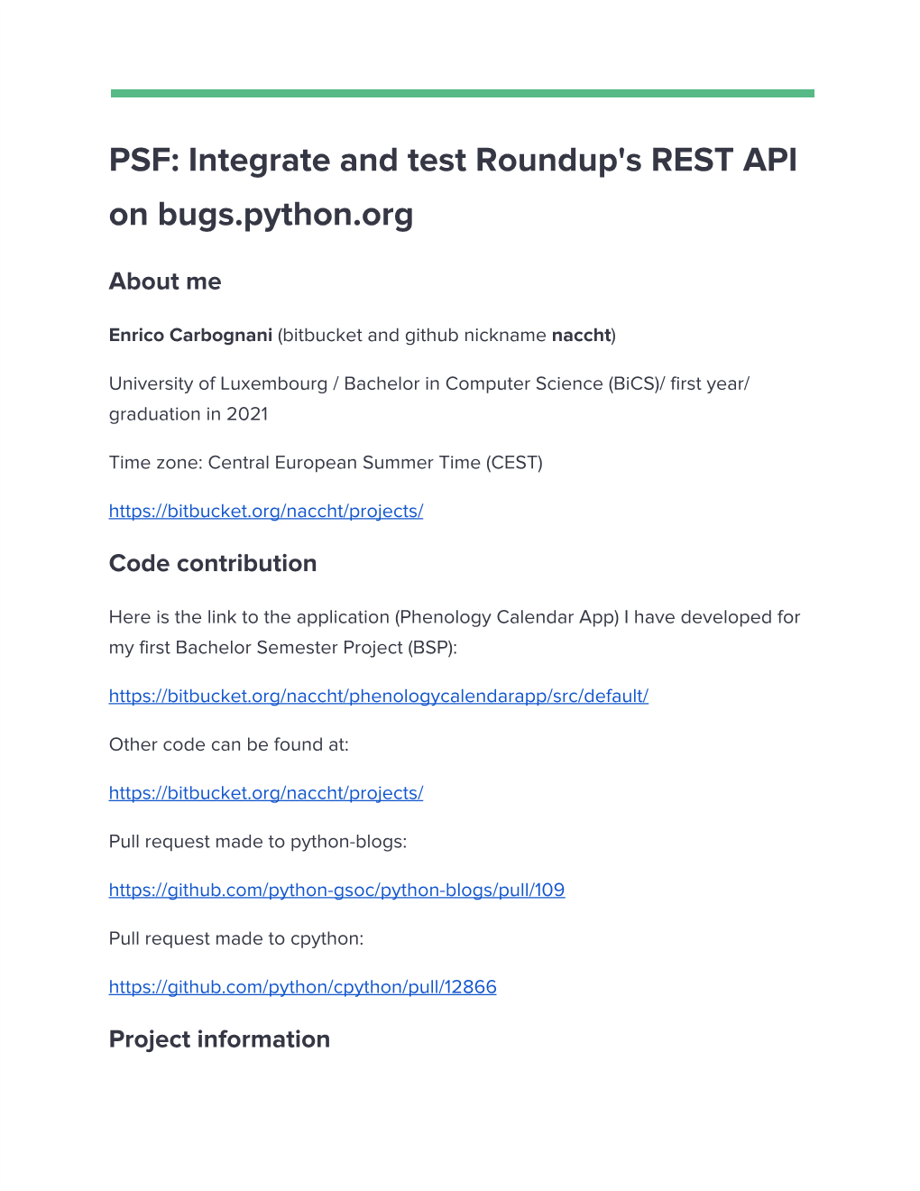 Integrate and Test Roundup's REST API on Bugs.Python.Org