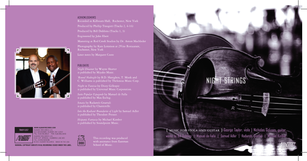 Night Strings Night in Tunisia by Dizzy Gillespie Is Published by Universal Music Corporation