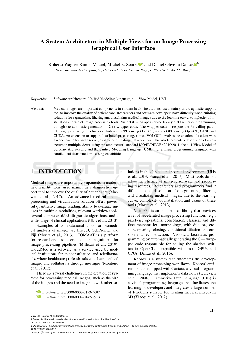 A System Architecture in Multiple Views for an Image Processing Graphical User Interface