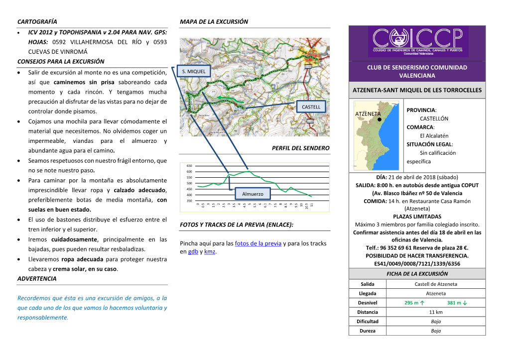 SANT MIQUEL DE LES TORROCELLES Precaución Al Disfrutar De Las Vistas Para No Dejar De CASTELL PROVINCIA: Controlar Donde Pisamos