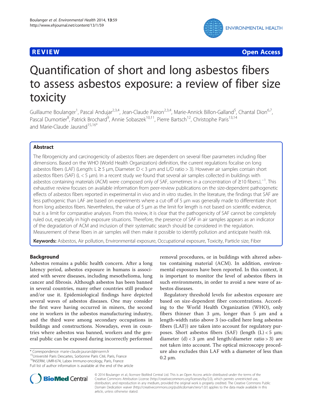 A Review of Fiber Size Toxicity