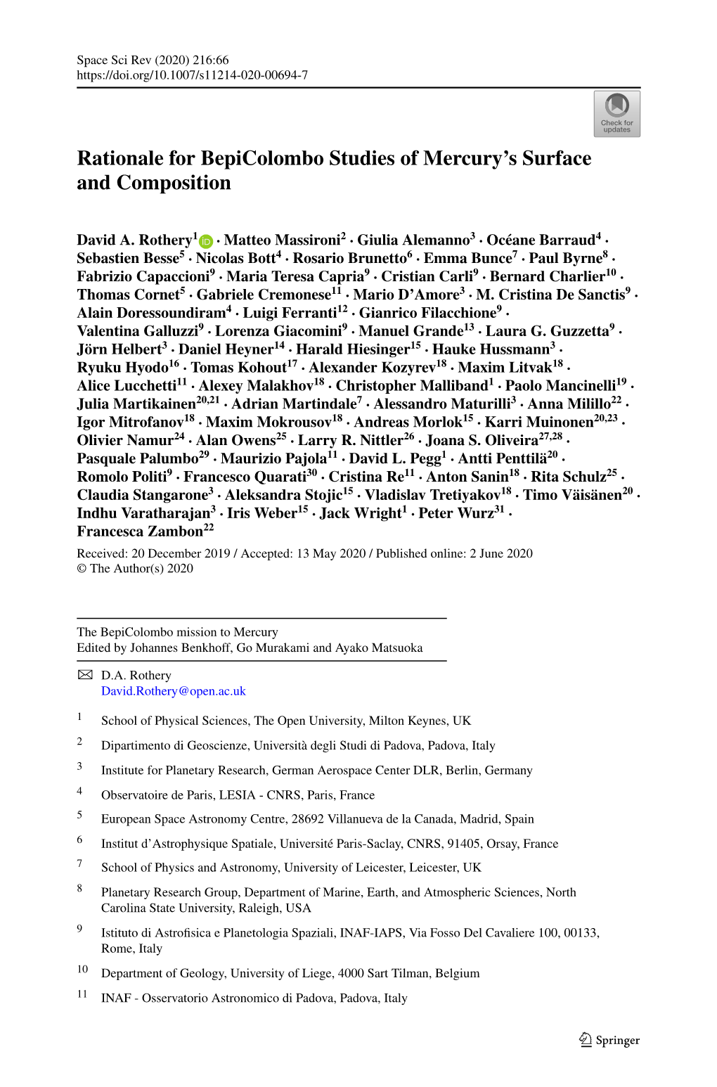 Rationale for Bepicolombo Studies of Mercury's Surface and Composition