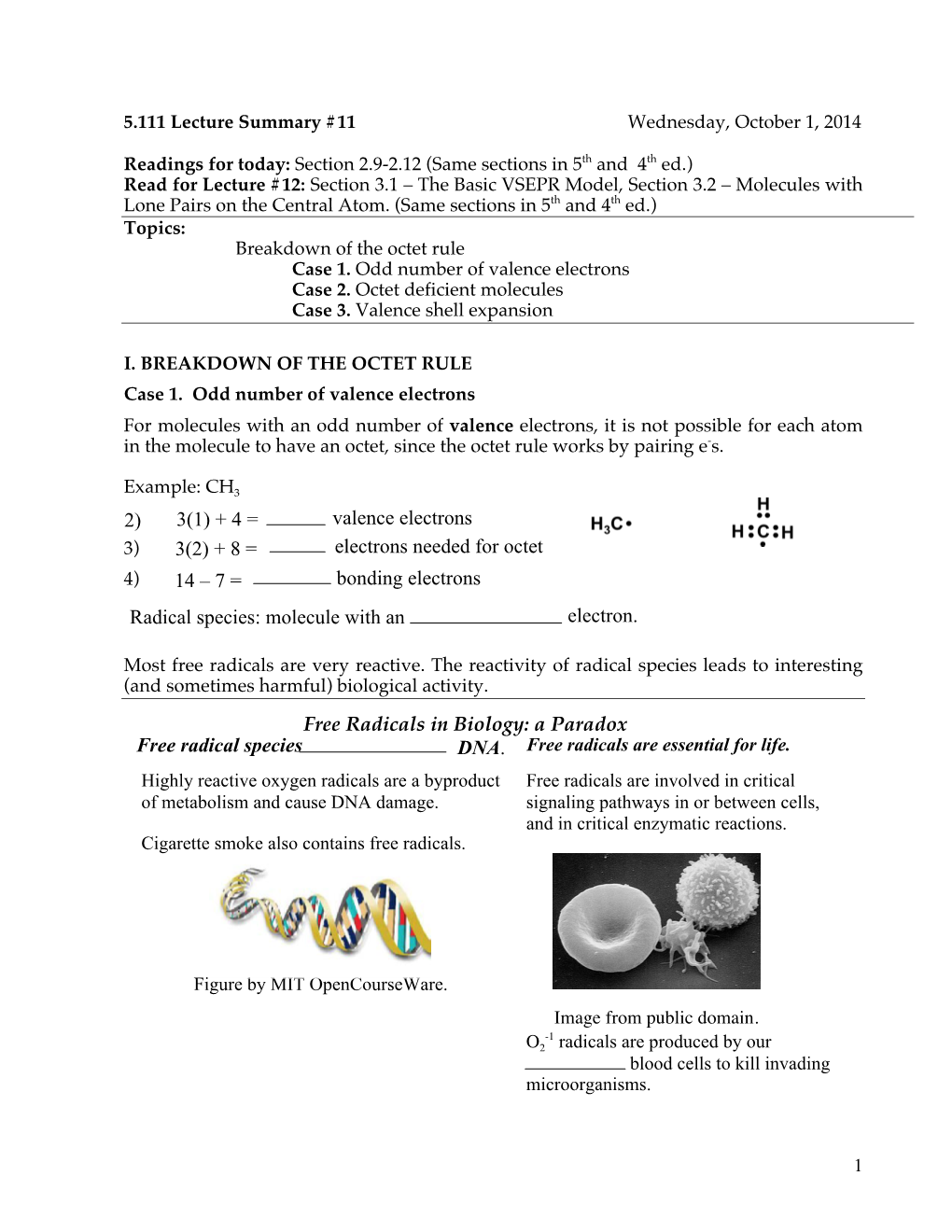 Lecture 11: Lewis Structures: Breakdown of the Octet Rule