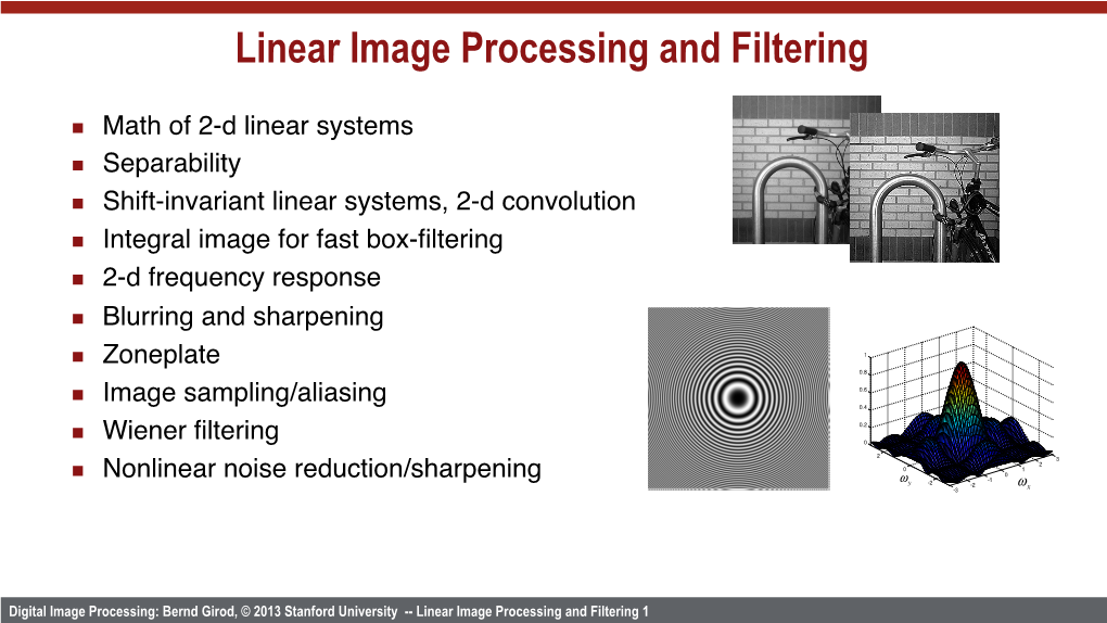 Linear Image Processing and Filtering