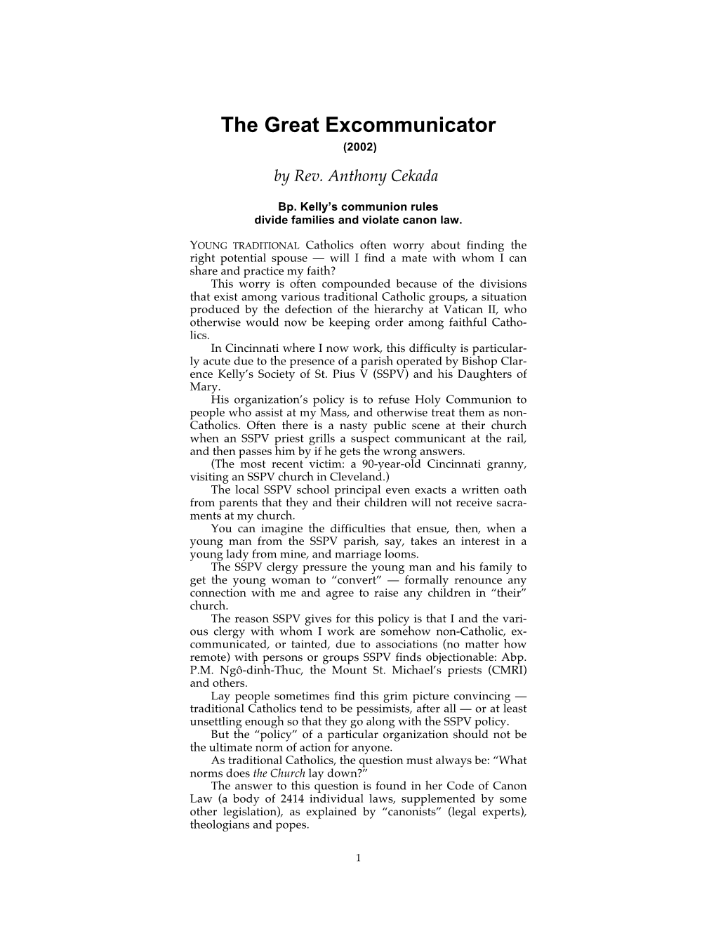 Great Excommunicator (2002) by Rev